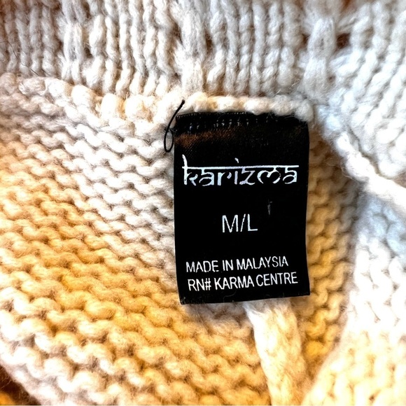 KARIZMA 100% Lamb Wool Cream Knit Poncho Sweater Women Size S/M - Picture 5 of 6